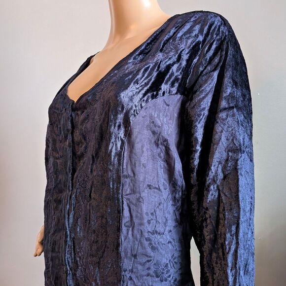 NWT Vintage 90s French Gear Blue Maxi Dress Mixed Media Boho Whimsygoth Size XL - Picture 10 of 12